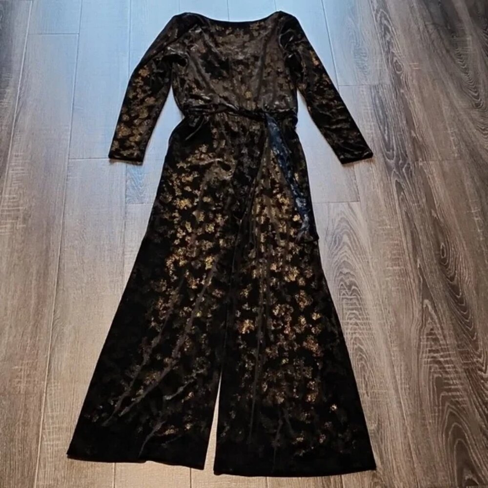 🍁 DREW stretch velvet, wide leg Jumpsuit 🍁